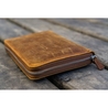 Galen Leather Zippered 5 Slots Pen Case with A6 Notebook Crazy Horse Brown