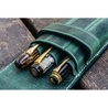 Galen Leather Flap Pen Case for 3 Pens Crazy Horse Forest Green