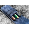 Galen Leather Flap Portapenne in Pelle 3 Posti Crazy Horse Navy Blue