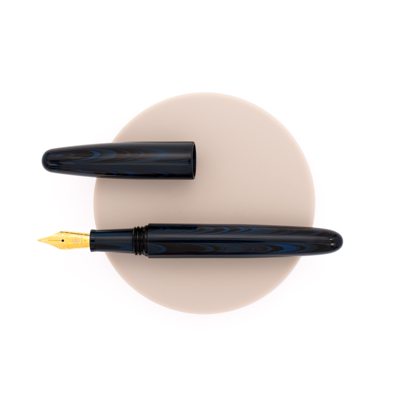 Wancher Dream Pen True Ebonite Fountain Pen Marble Blue & Gold