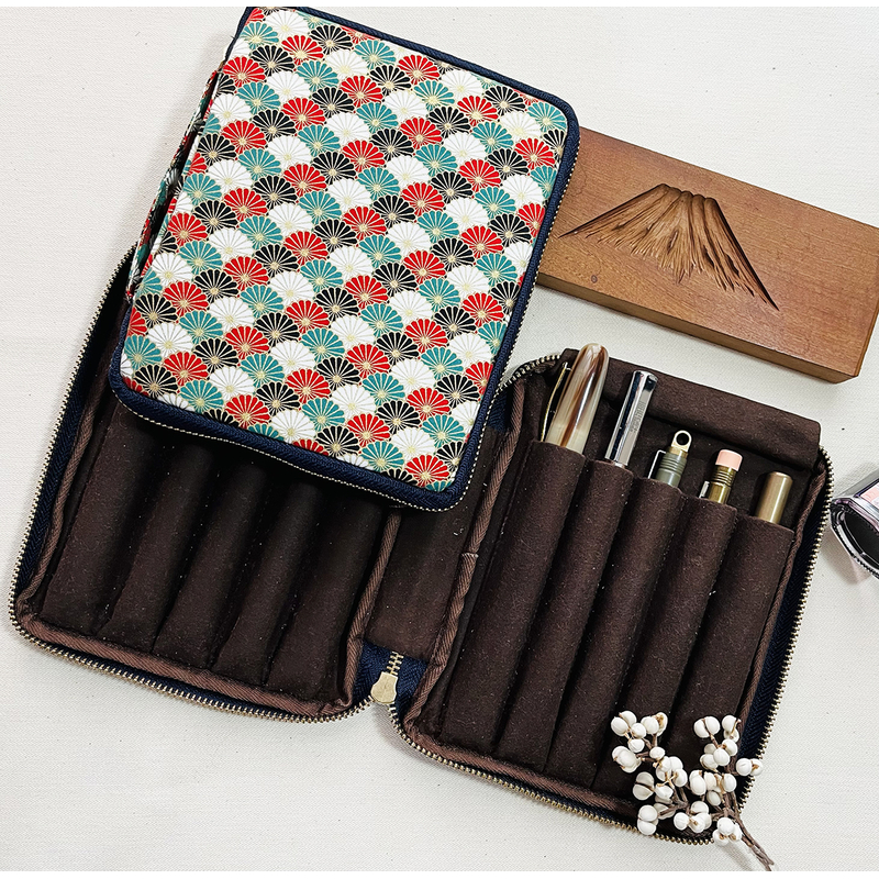 Kyoku Haku Pen Case for 10 Pens Qinghai Wave Red