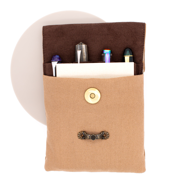 Kyoku Haku Pen Case for 4 Pens Grilles Khaki