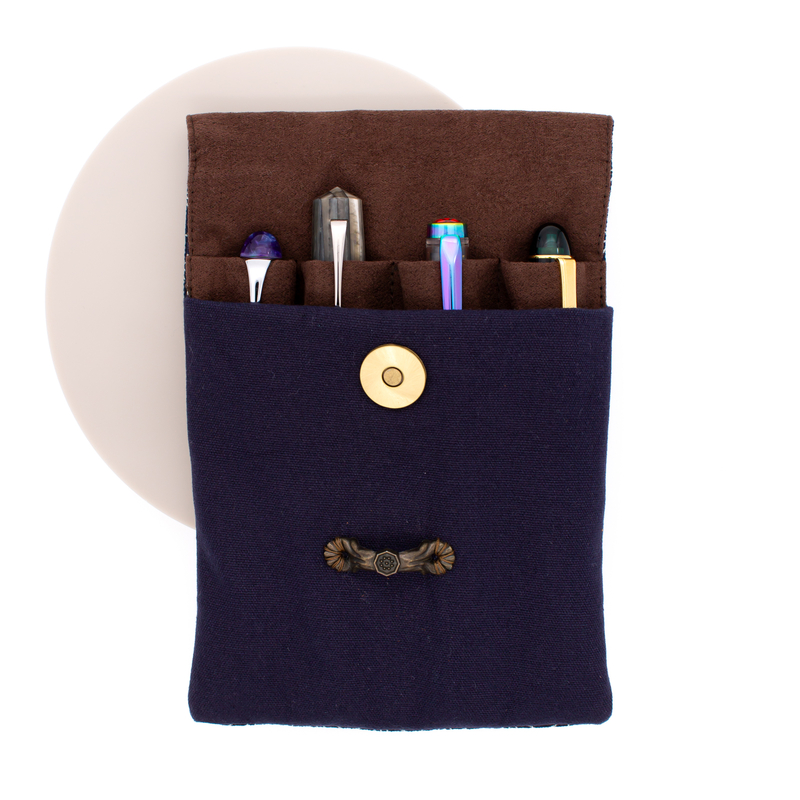 Kyoku Haku Pen Case for 4 Pens Grilles Blue