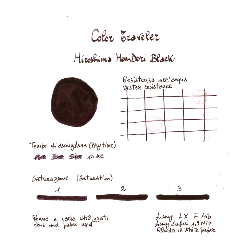 Color Traveler Hiroshima Hon-Dori Black Ink Bottle 30 ml