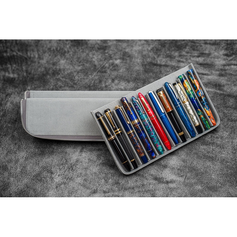 Galen Leather Galen Leather Magnum Opus 12 Slots Pen Case Crazy Horse Smoky Grey
