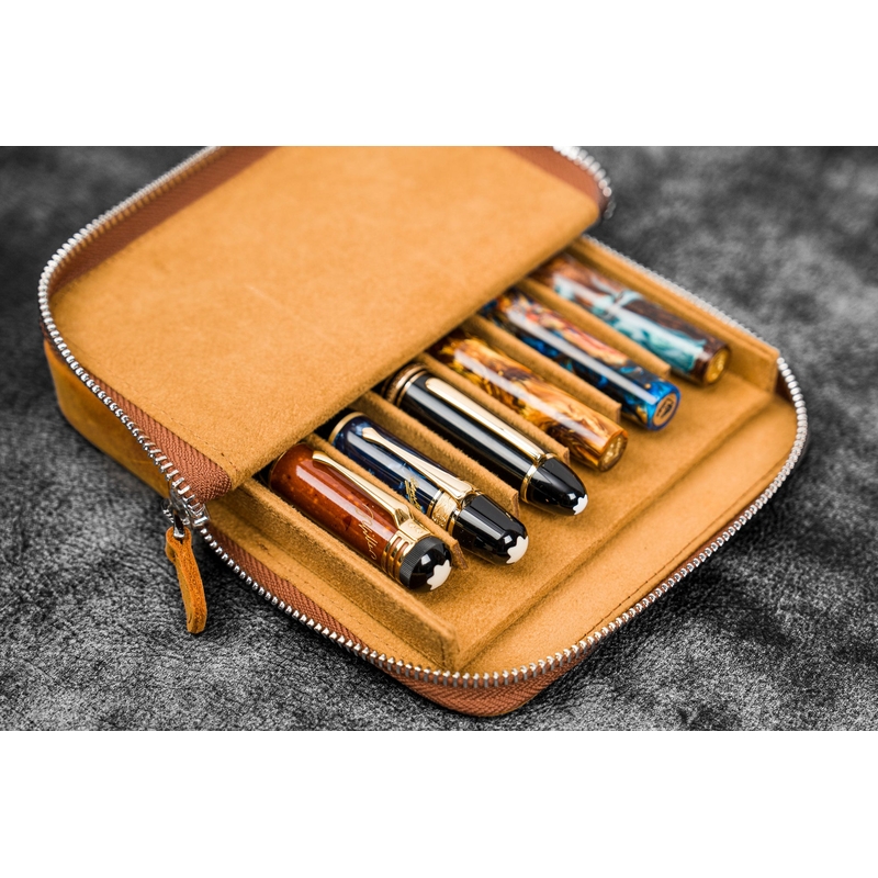 Galen Leather Galen Leather Magnum Opus Portapenne in Pelle 6 Posti Crazy Horse Brown