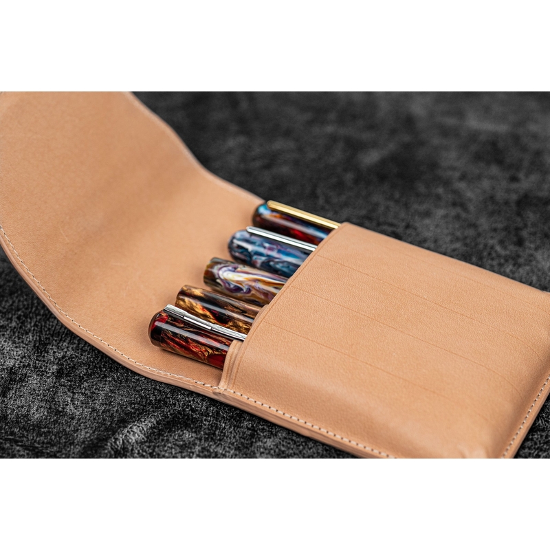 Galen Leather Galen Leather Flap Pen Case for 5 Pens Undyed