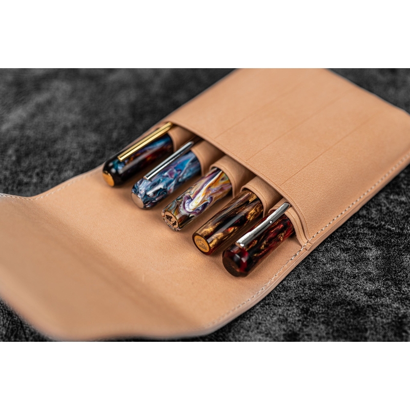 Galen Leather Galen Leather Flap Pen Case for 5 Pens Undyed
