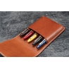 Galen Leather Galen Leather Flap Portapenne in Pelle 5 Posti Marrone