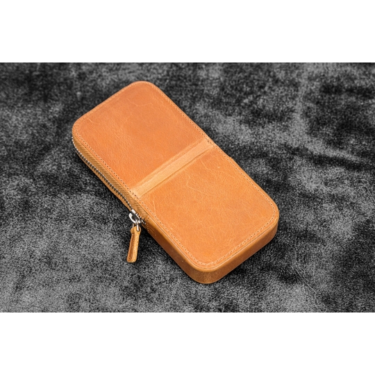 Galen Leather Magnum Opus Portapenne in Pelle 3 Posti Crazy Horse Honey Ochre