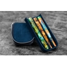 Galen Leather Galen Leather Magnum Opus Portapenne in Pelle 3 Posti Crazy Horse Navy Blue