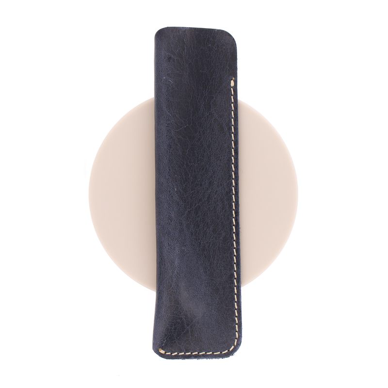 Galen Leather Galen Leather Sleeve for 1 Pen Crazy Horse Navy Blue