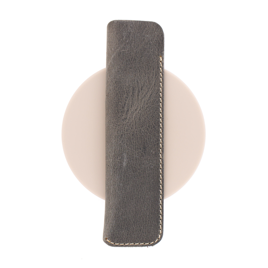 Galen Leather Portapenne in Pelle 1 Posto Crazy Horse Smoky Grey