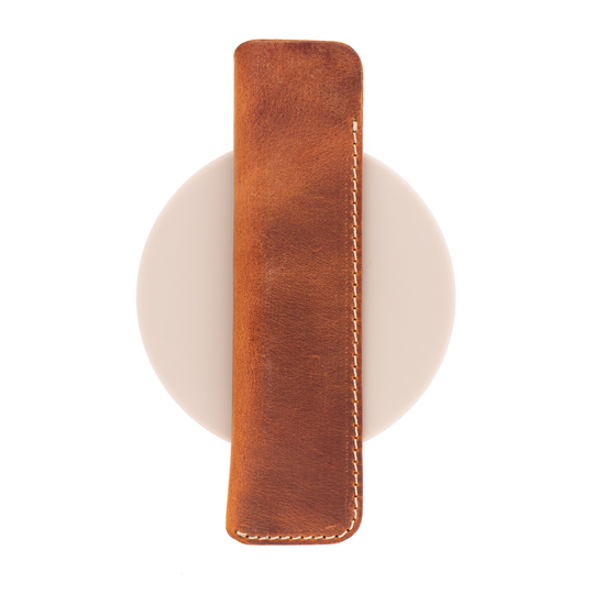 Galen Leather Portapenne in Pelle 1 Posto Crazy Horse Tan