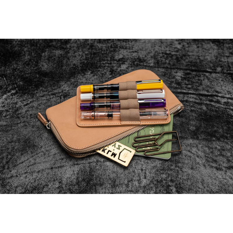 Galen Leather Galen Leather Slip-N-Zip 4 Slots Zippered Pen Pouch Undyed