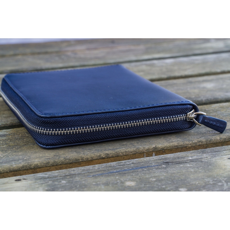 Galen Leather Galen Leather Zippered 5 Slots Pen Case with A6 Notebook Navy Blue