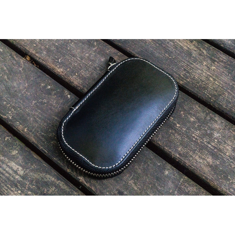 Galen Leather Galen Leather Portapenne in Pelle con Zip 6 Posti Nero