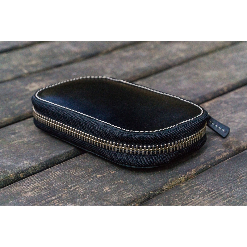 Galen Leather Galen Leather Portapenne in Pelle con Zip 6 Posti Nero