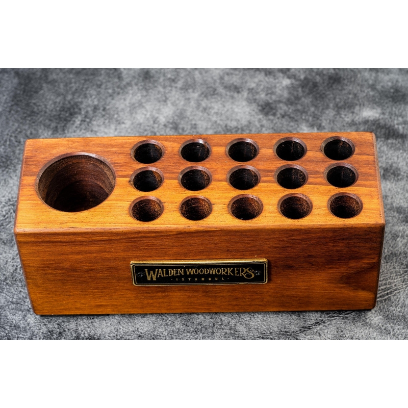 Galen Leather Galen Leather Wood Desk Organizer Portapenne in Legno di Noce
