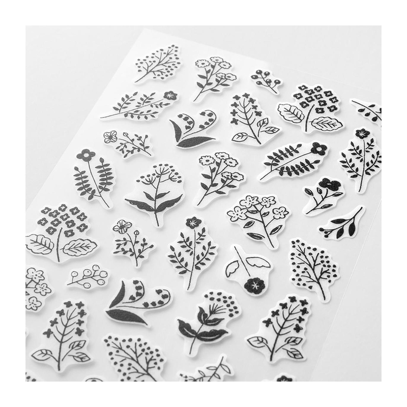 Midori Midori Sticker Two Sheets Adesivi Decorativi Monotone Flower