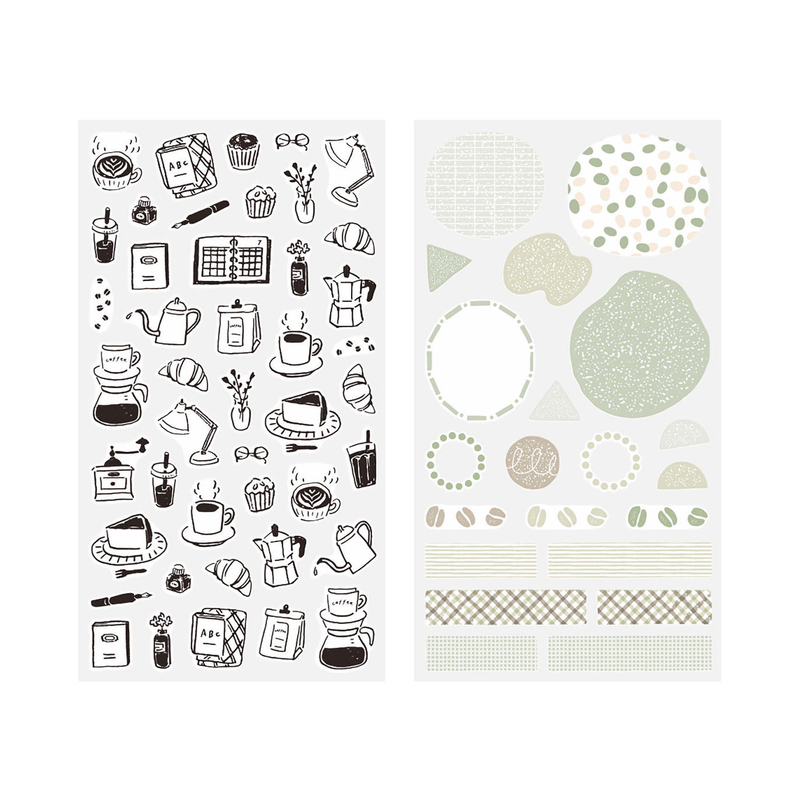 Midori Midori Sticker Two Sheets Adesivi Decorativi Monotone Cafè