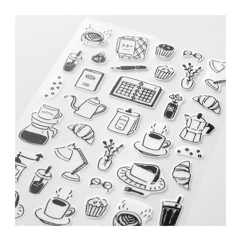 Midori Midori Sticker Two Sheets Adesivi Decorativi Monotone Cafè