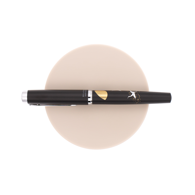 Platinum Platinum Procyon Luster Modern Maki-e Penna Stilografica Cranes Over Moon
