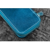 Galen Leather Galen Leather Portapenne in Pelle con Zip 6 Posti Crazy Horse Ocean Blue