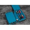 Galen Leather Galen Leather Portapenne in Pelle con Zip 6 Posti Crazy Horse Ocean Blue