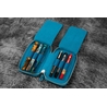 Galen Leather Galen Leather Portapenne in Pelle con Zip 6 Posti Crazy Horse Ocean Blue
