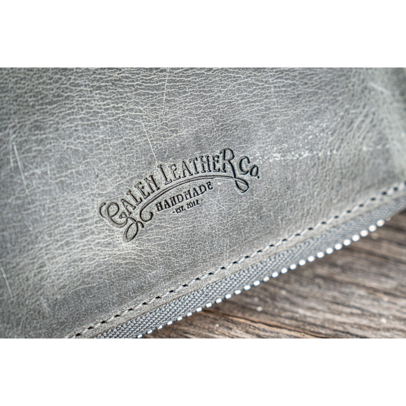Galen Leather Galen Leather Zippered 5 Slots Pen Case with A6 Notebook Crazy Horse Smoky Grey