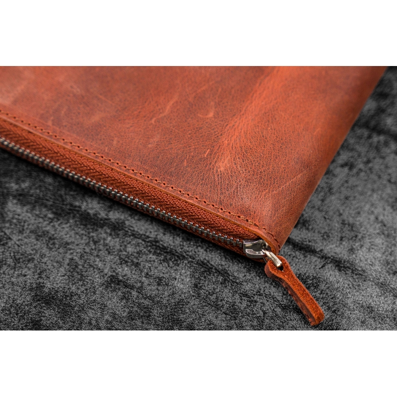 Galen Leather Galen Leather Zippered 5 Slots Pen Case with A6 Notebook Crazy Horse Orange