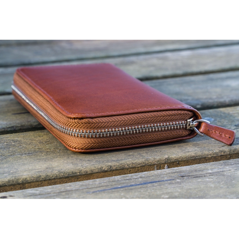 Galen Leather Galen Leather Zippered 3 Slots Pen Case Brown