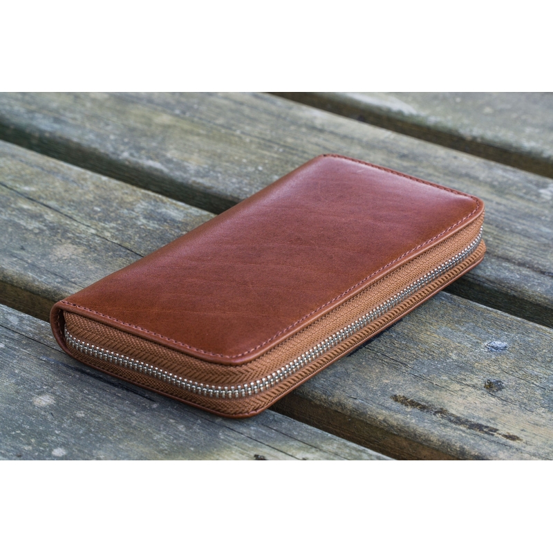 Galen Leather Galen Leather Zippered 3 Slots Pen Case Brown