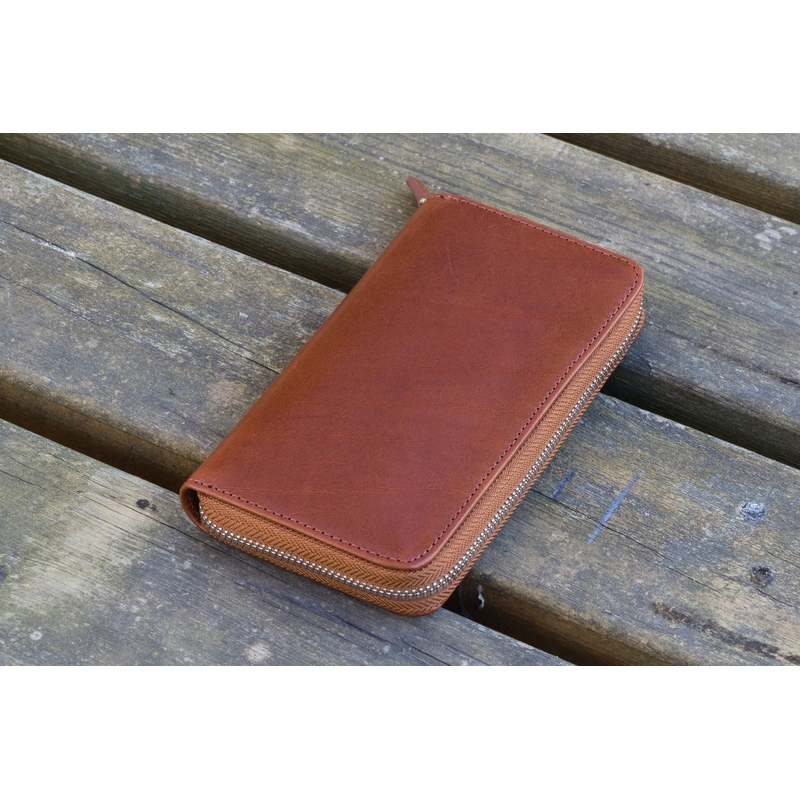 Galen Leather Galen Leather Zippered 3 Slots Pen Case Brown