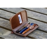 Galen Leather Galen Leather Zippered 3 Slots Pen Case Brown