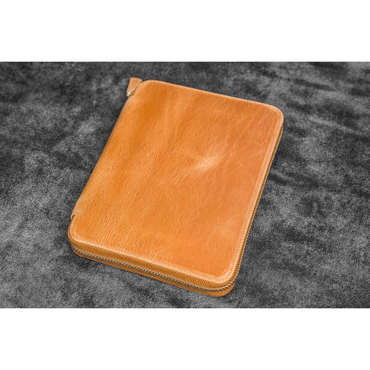 Galen Leather Portapenne in Pelle con Zip 20 Posti Crazy Horse Honey Ochre