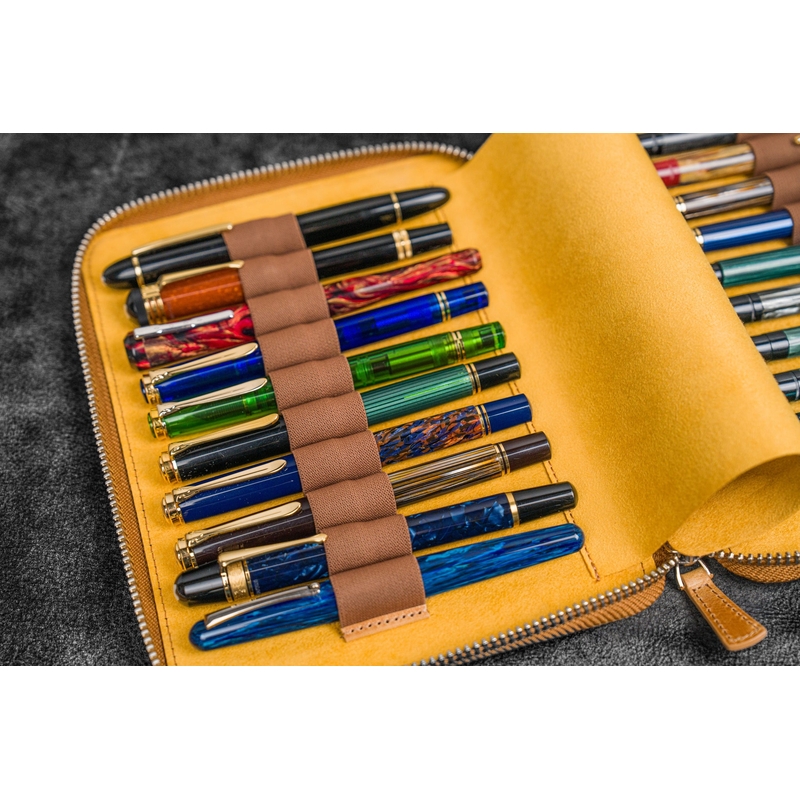 Galen Leather Galen Leather Zippered 20 Slots Pen Case Crazy Horse Honey Ochre