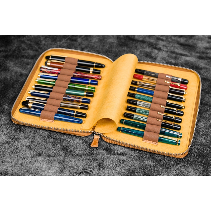 Galen Leather Galen Leather Zippered 20 Slots Pen Case Crazy Horse Honey Ochre