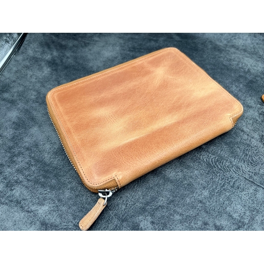 Galen Leather Portapenne in Pelle 10 Posti con Notebook A5 Crazy Horse Honey Ochre