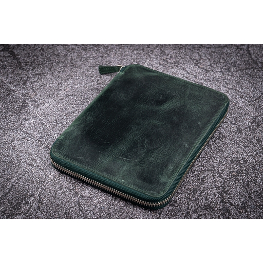 Galen Leather Portapenne in Pelle 10 Posti con Notebook A5 Crazy Horse Forest Green