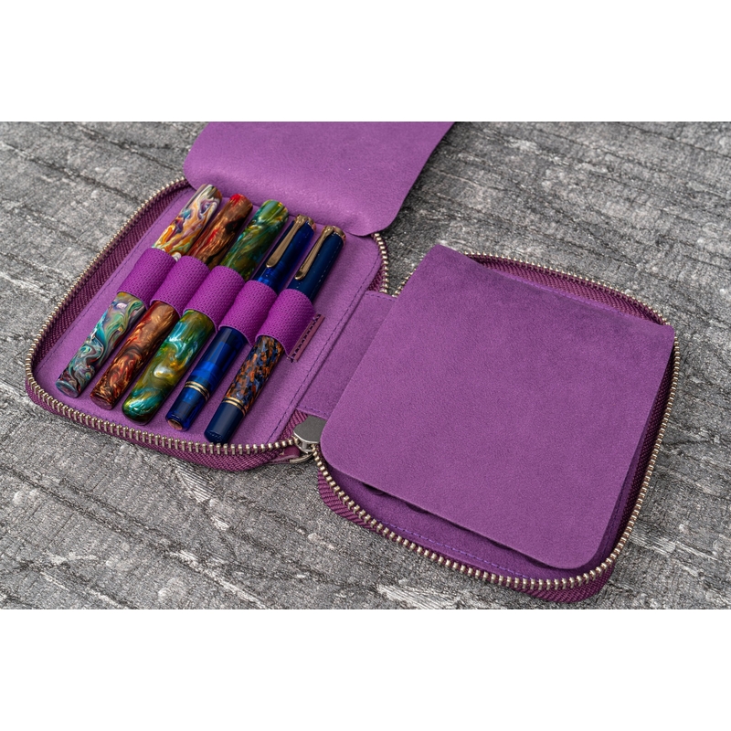 Galen Leather Galen Leather Zippered 10 Slots Pen Case Purple