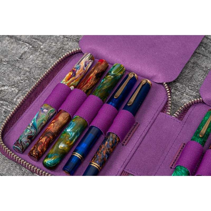Galen Leather Galen Leather Zippered 10 Slots Pen Case Purple