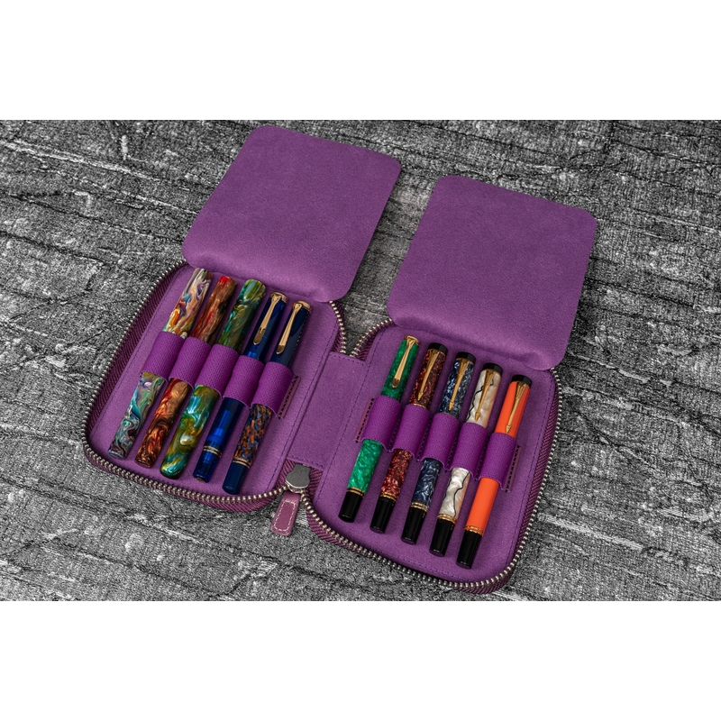 Galen Leather Galen Leather Zippered 10 Slots Pen Case Purple