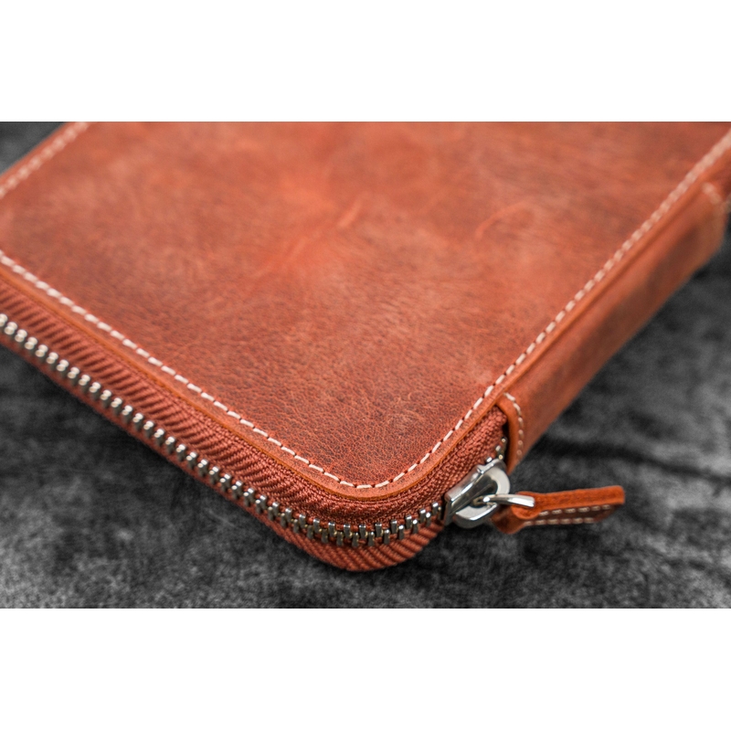 Galen Leather Galen Leather Zippered 10 Slots Pen Case Crazy Horse Orange
