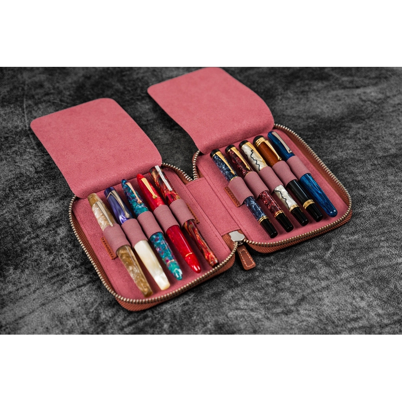 Galen Leather Galen Leather Zippered 10 Slots Pen Case Crazy Horse Orange