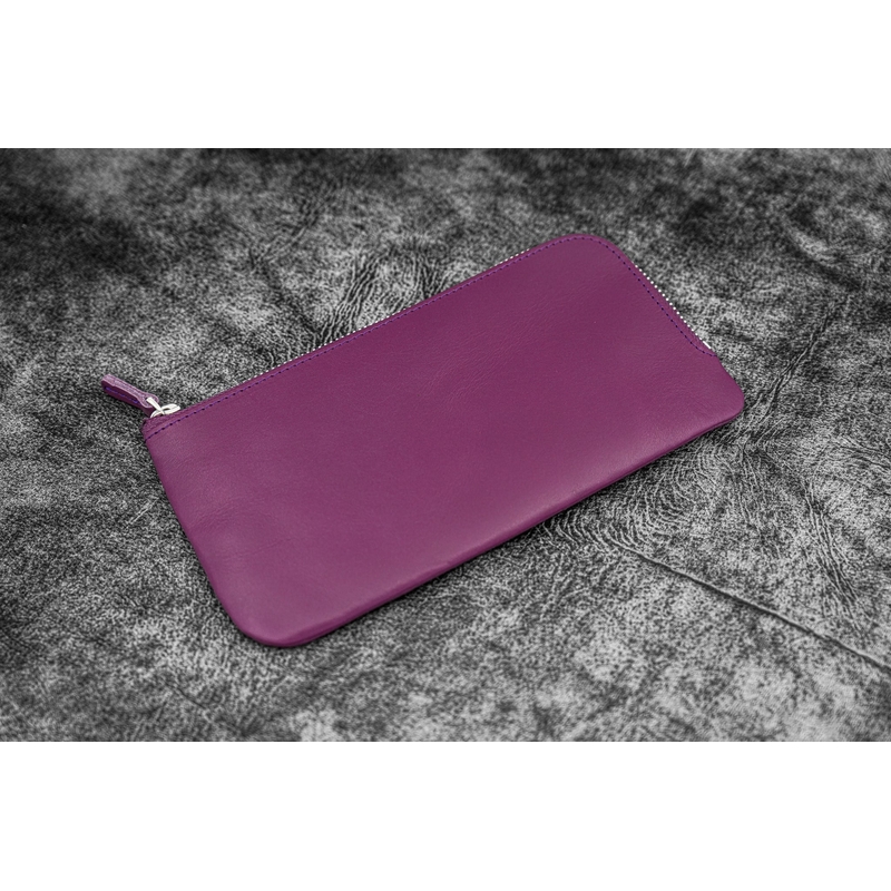 Galen Leather Galen Leather Slip-N-Zip 4 Slots Zippered Pen Pouch Purple