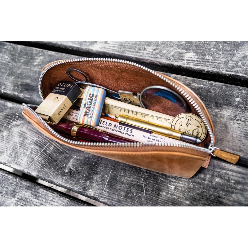 Galen Leather Galen Leather XLarge Zipper Pencil Case Crazy Horse Tan