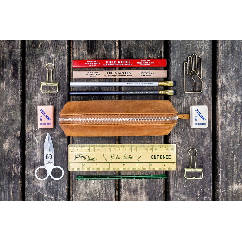 Galen Leather Galen Leather XLarge Zipper Pencil Case Crazy Horse Tan