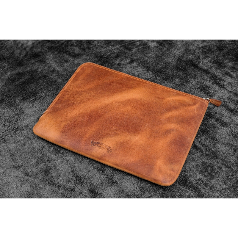 Galen Leather Galen Leather Zippered Writer's Bank Bag Crazy Horse Tan